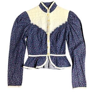 Gunne Sax Vintage 1970s Cottagecore Prairie Floral Long Sleeve Top Size 3